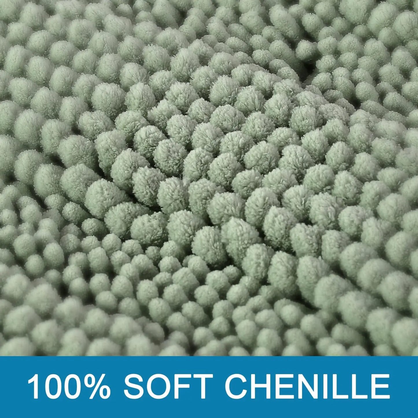 Sage Green Chenille Bathroom Rug Set – 2-Piece Ultra Thick Non-Slip Bath Mats (32x20 + 24x17)