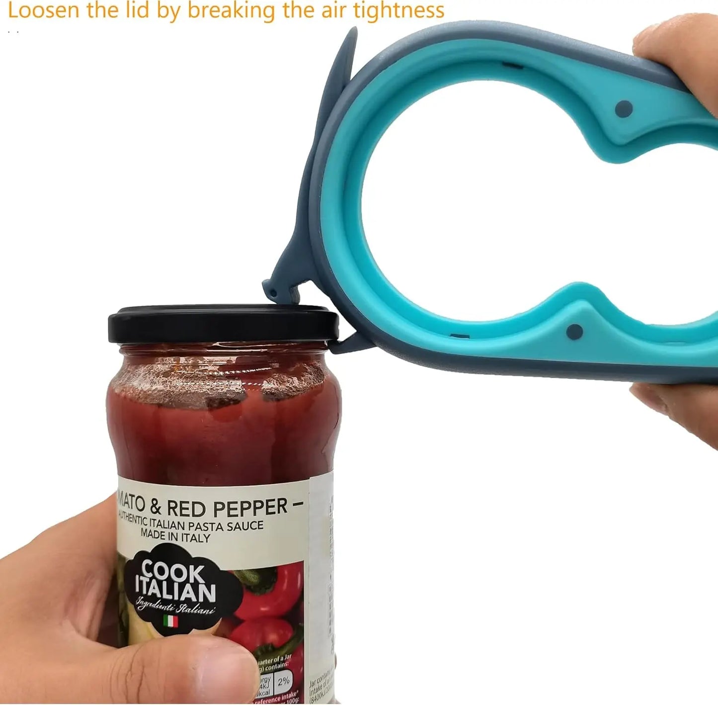 6-in-1 Jar & Bottle Opener for Seniors, Arthritis, and Weak Hands – Blue/Grey