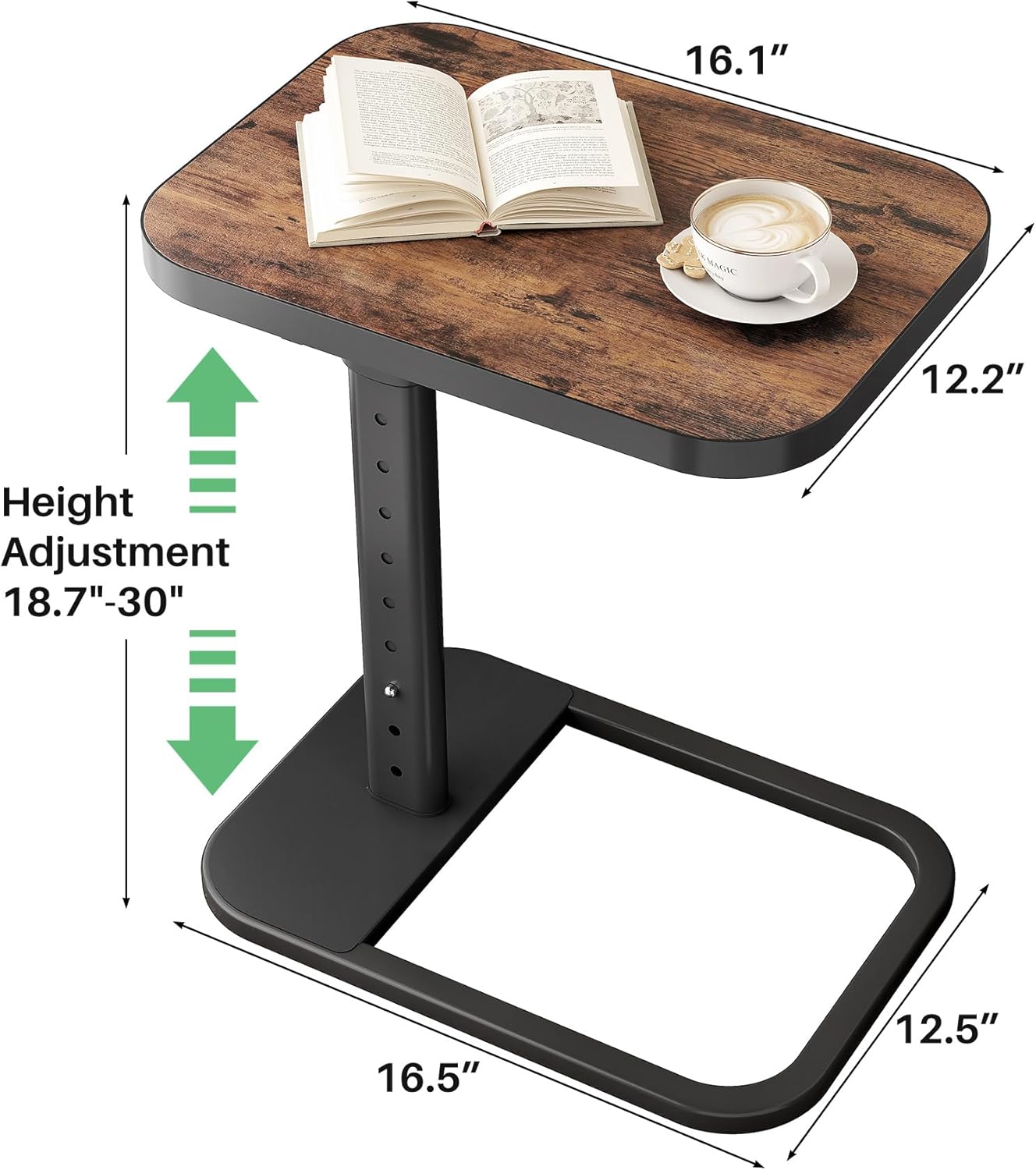 Adjustable TV Tray Table – Flip-Top Sofa Side Table for Couch, Bed, Laptop & Small Spaces