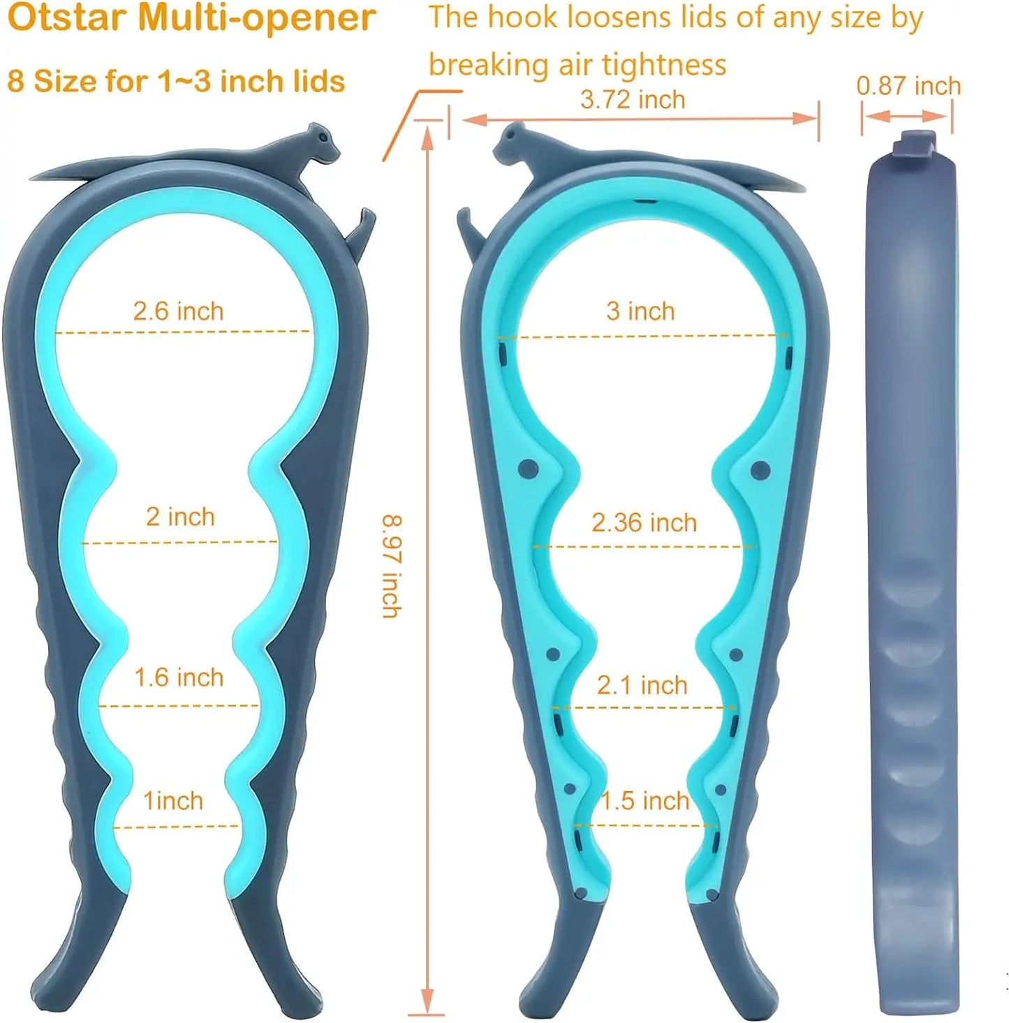 6-in-1 Jar & Bottle Opener for Seniors, Arthritis, and Weak Hands – Blue/Grey