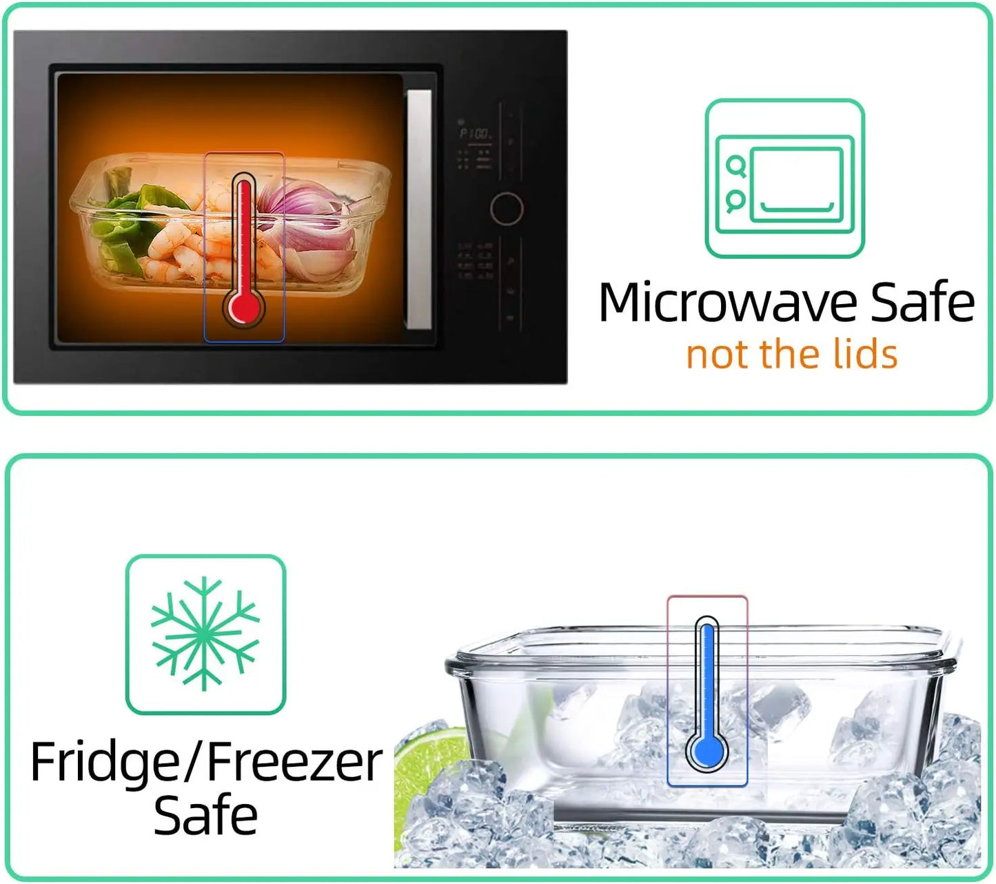 10-Pack Glass Meal Prep Containers with Airtight Lids – Oven, Microwave, Freezer & Dishwasher Safe