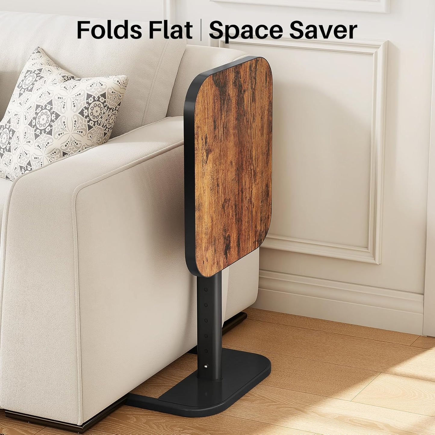 Adjustable TV Tray Table – Flip-Top Sofa Side Table for Couch, Bed, Laptop & Small Spaces