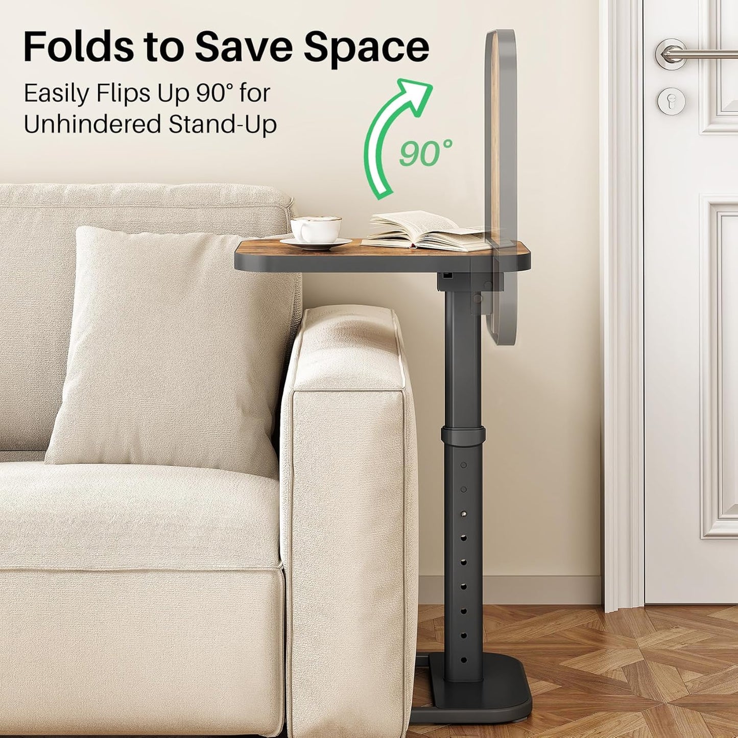 Adjustable TV Tray Table – Flip-Top Sofa Side Table for Couch, Bed, Laptop & Small Spaces