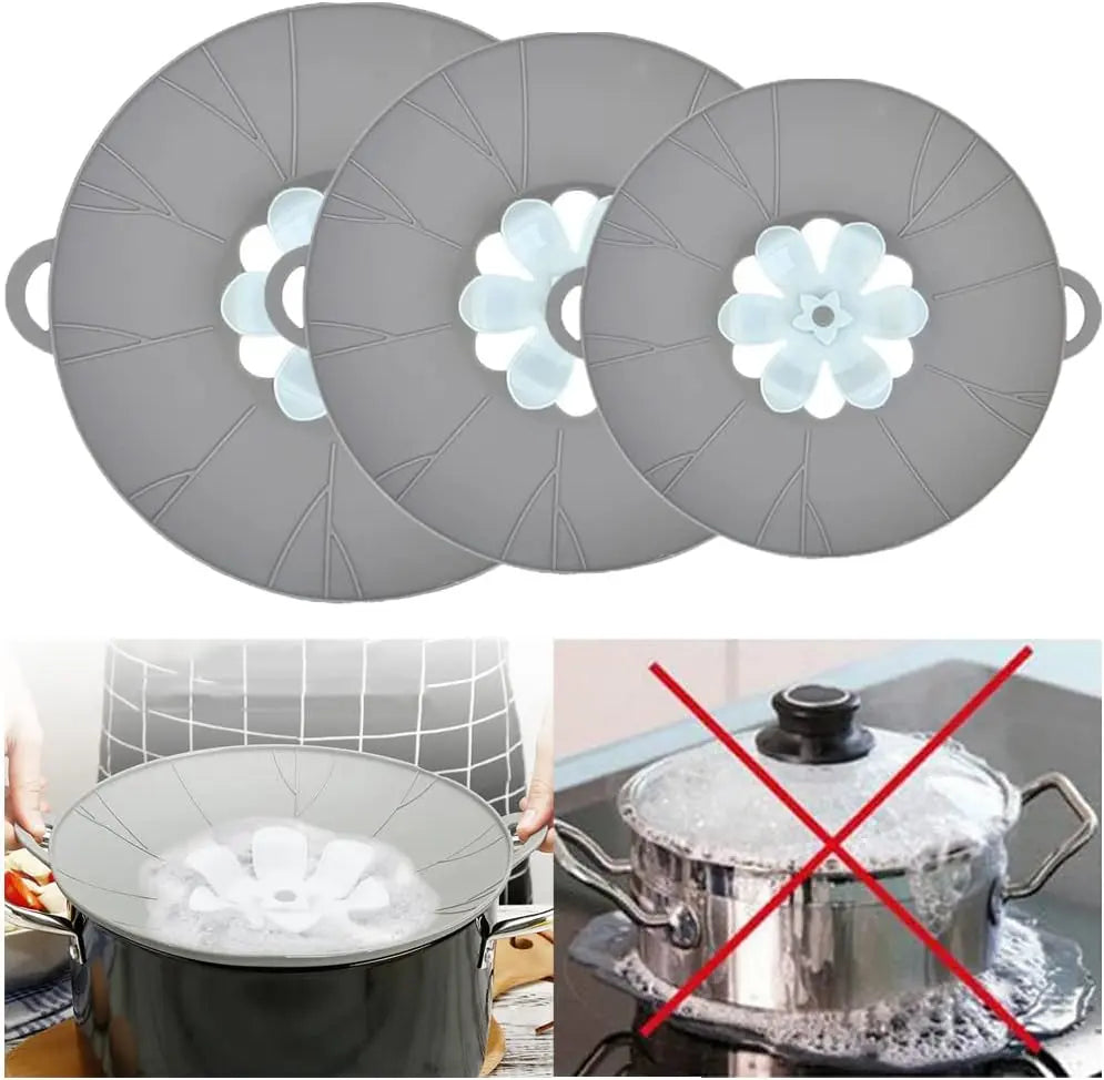 3 piece silicone lid set for spill stopper and cover