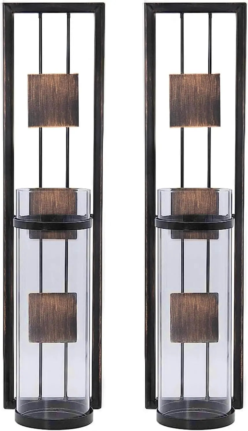 2-Pack Wall Sconce Candle Holders – Metal LED Wall Decor for Living Room, Bathroom & Dining Room
