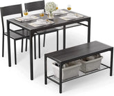 4-Piece Kitchen Table Set with Bench & 2 Chairs – Space Saving Dining Set for 4