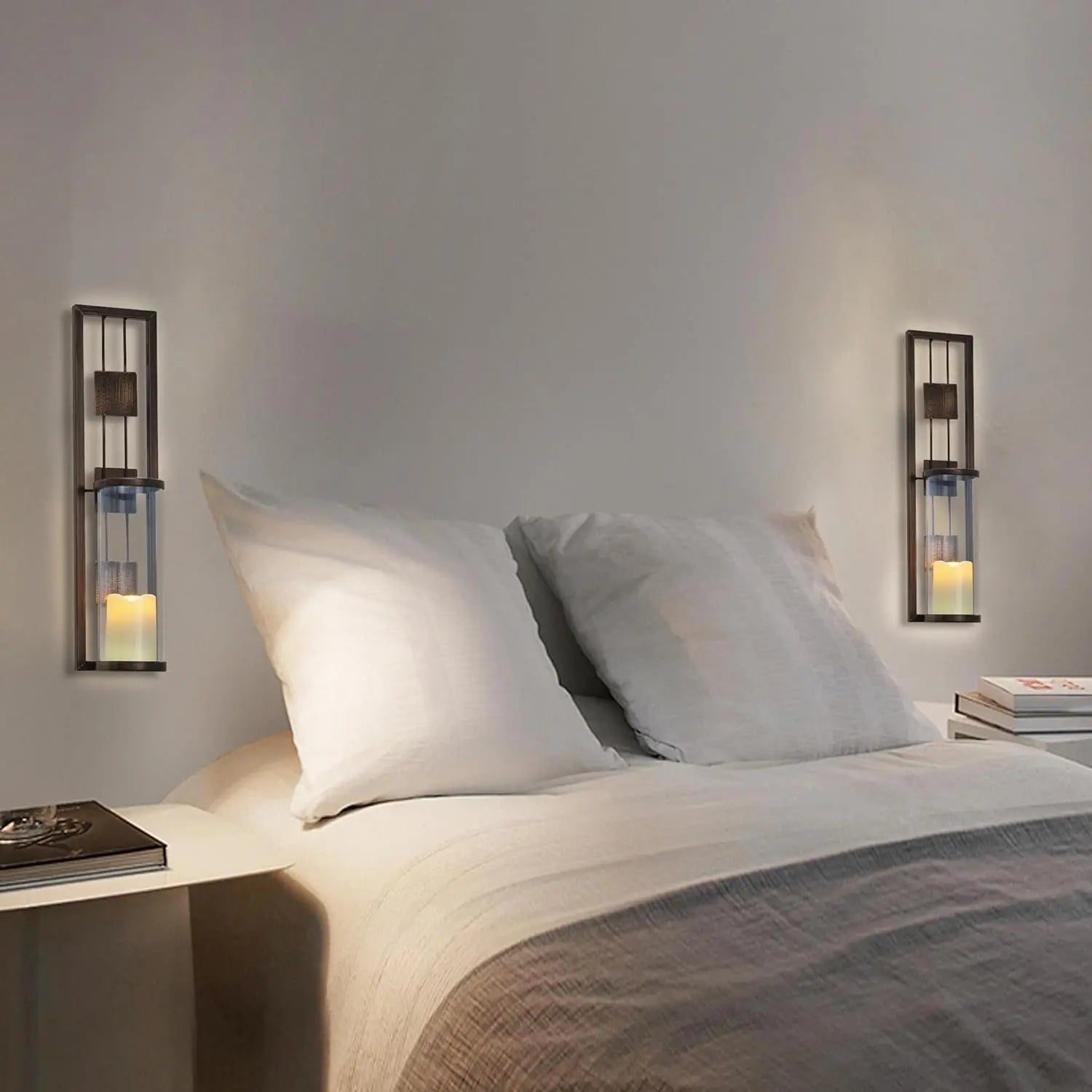 2-Pack Wall Sconce Candle Holders – Metal LED Wall Decor for Living Room, Bathroom & Dining Room