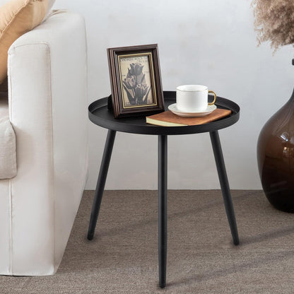 Small Round Metal Side Table – 17" Matte Black End Table for Small Spaces, 3-Leg Easy Assembly