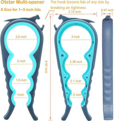 6-in-1 Jar & Bottle Opener for Seniors, Arthritis, and Weak Hands – Blue/Grey