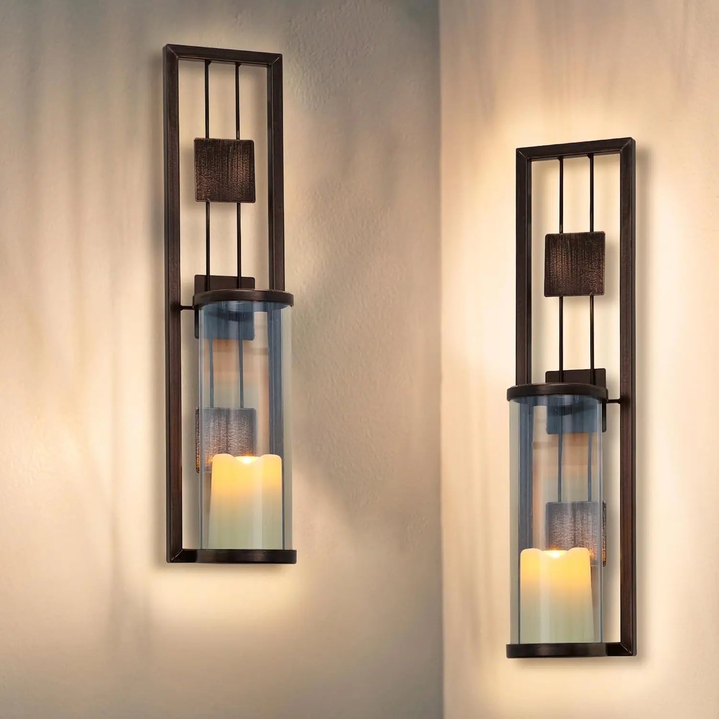 2-Pack Wall Sconce Candle Holders – Metal LED Wall Decor for Living Room, Bathroom & Dining Room