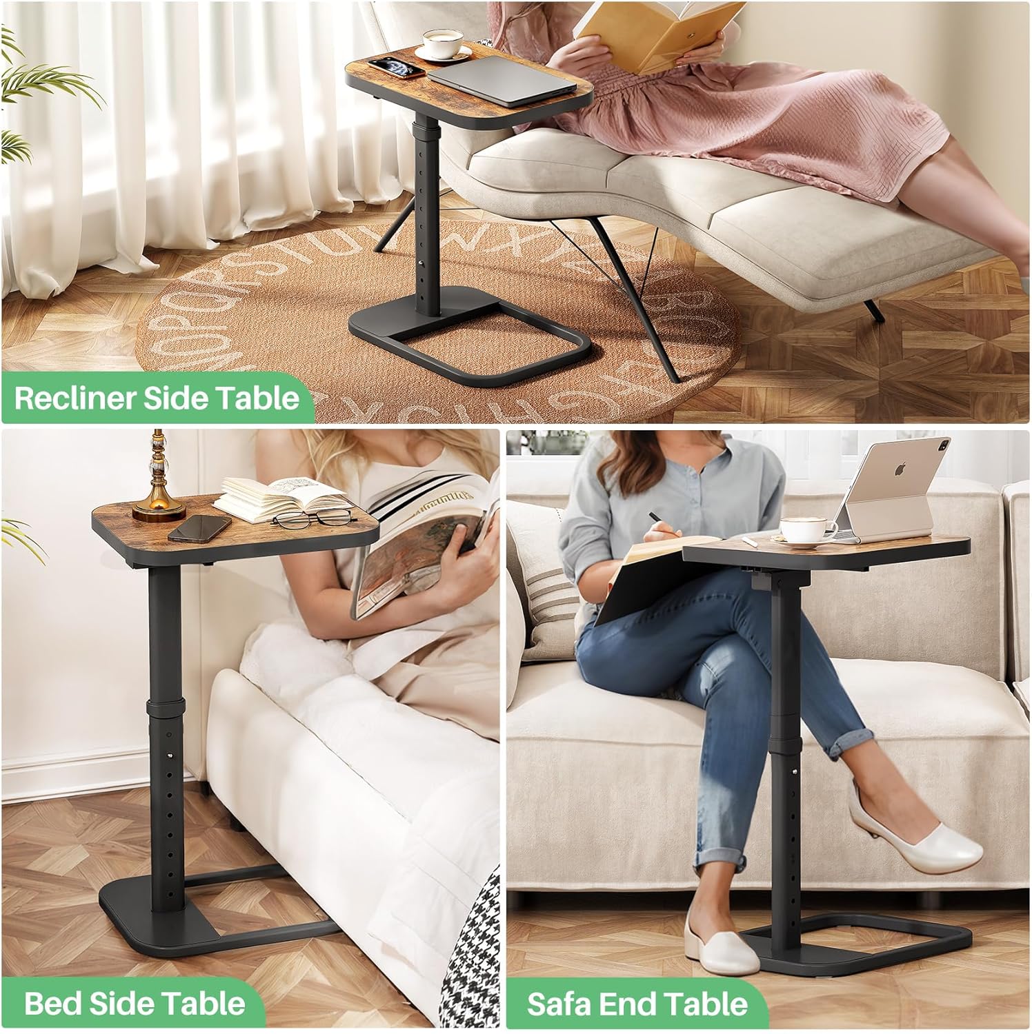 Adjustable TV Tray Table – Flip-Top Sofa Side Table for Couch, Bed, Laptop & Small Spaces
