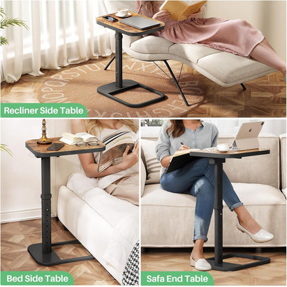 Adjustable TV Tray Table – Flip-Top Sofa Side Table for Couch, Bed, Laptop & Small Spaces