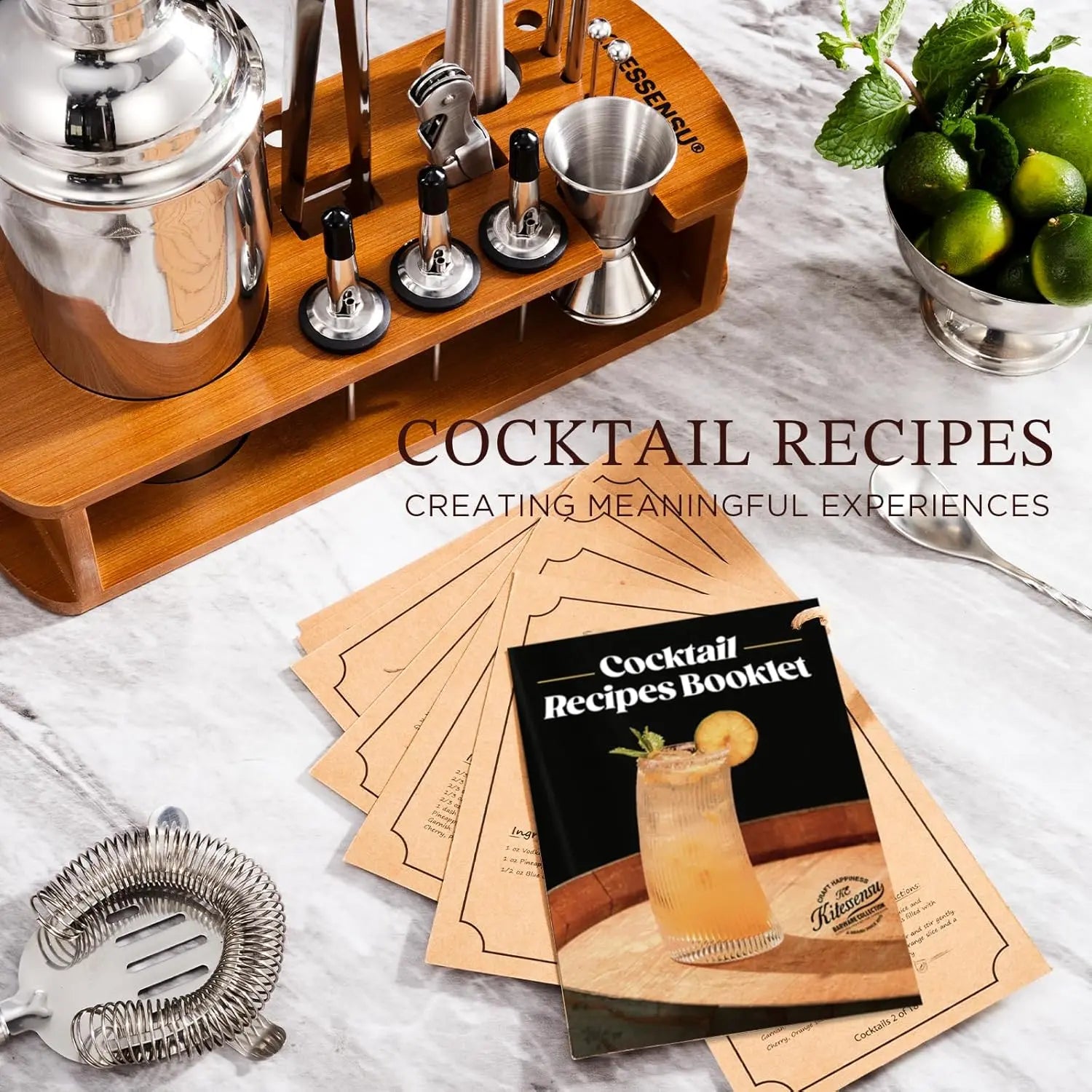 17-Piece Cocktail Shaker Set with Stand – Stainless Steel Bartender Kit with Tools & Recipe Book