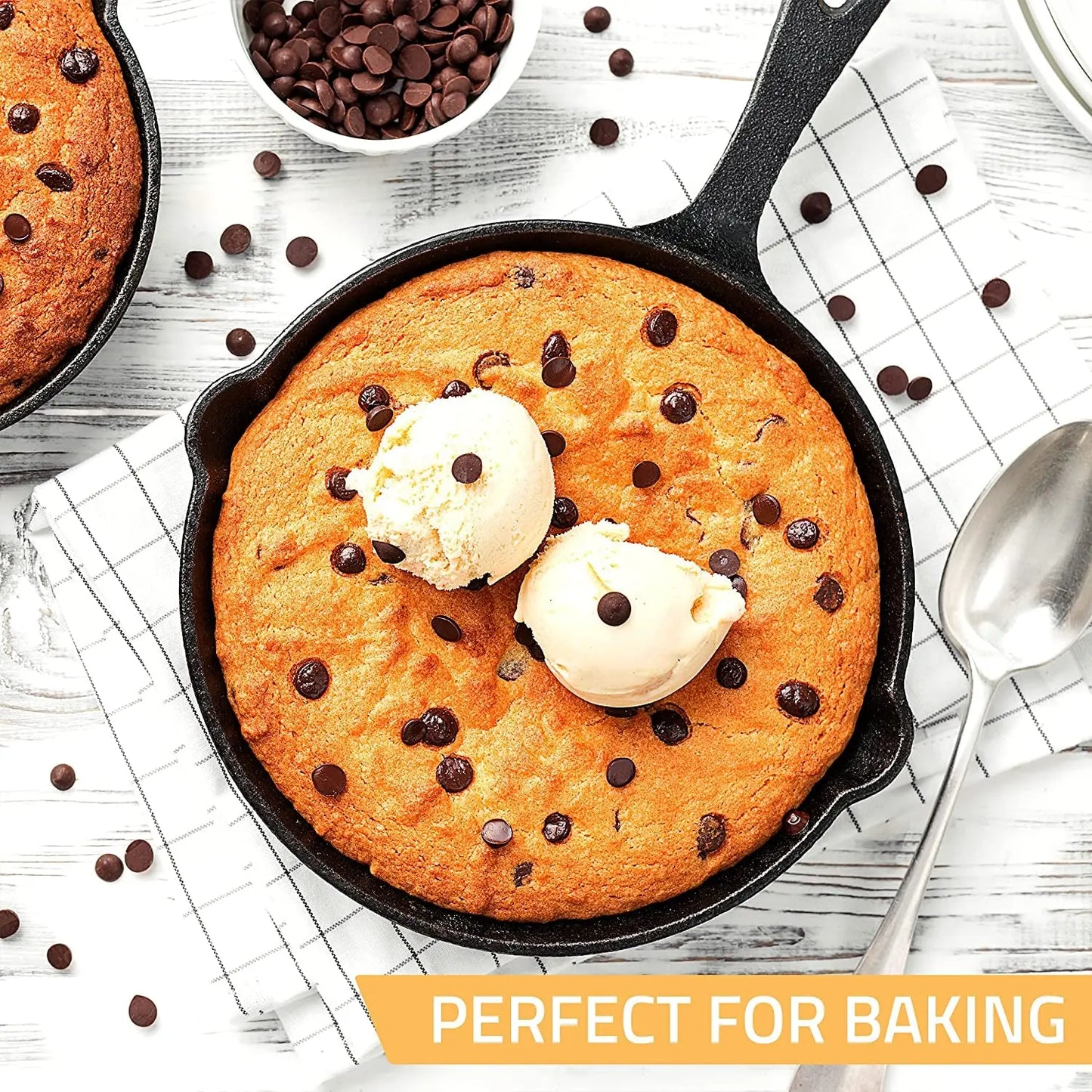 3-Piece Cast Iron Skillet Set – Pre-Seasoned Frying Pans (6", 8", 10") for Stove, Oven & Grill