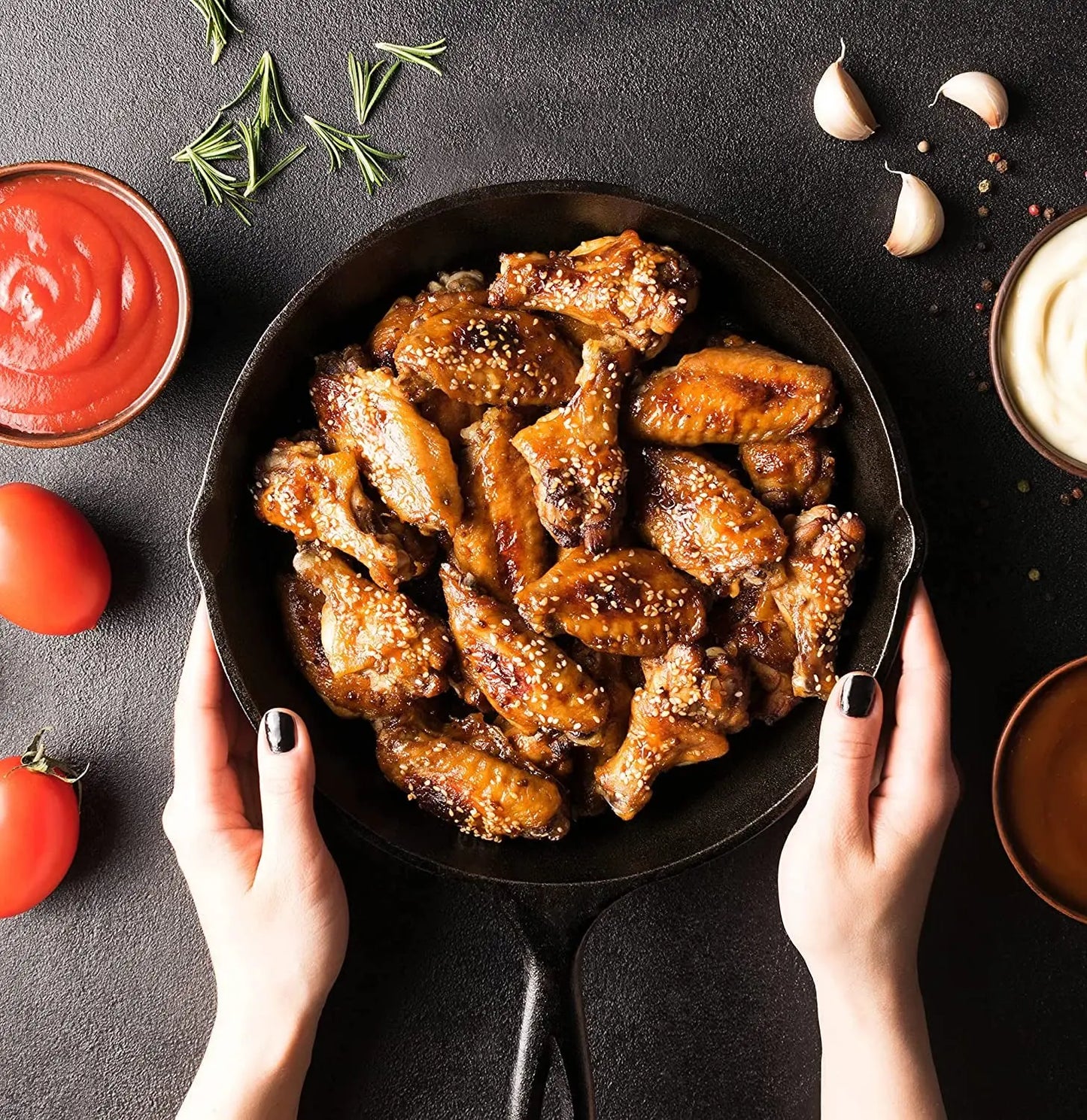 3-Piece Cast Iron Skillet Set – Pre-Seasoned Frying Pans (6", 8", 10") for Stove, Oven & Grill